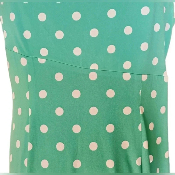 DressBarn, Size 14, Green Polka Dot Wrap Waist Dress - Picture 5 of 10